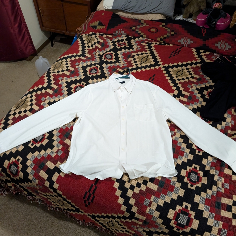J. Crew Men's White Casual Button-Down Shirt